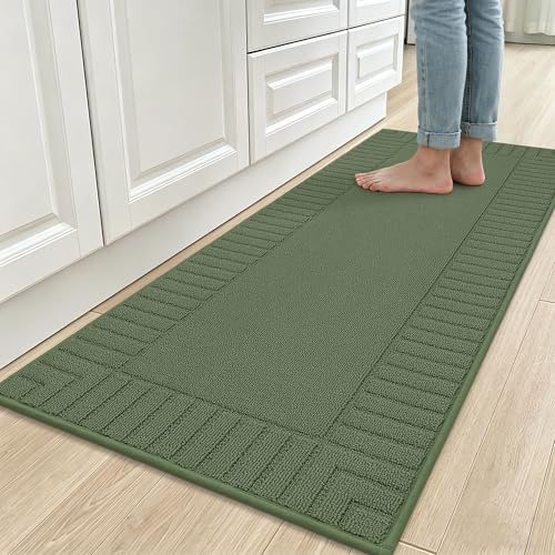 BEQHAUSE Kitchen Rug, Non-Slip and Machine Washable, 60x152cm, Green
