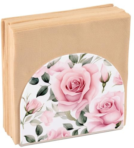 Serviettenhalter für Tisch, Rosa Rosen Acryl Papier Serviettenhalter, Küche Seidenpapierspender Cocktail Serviettenhalter für Esstisch, Partygast, Badezimmer