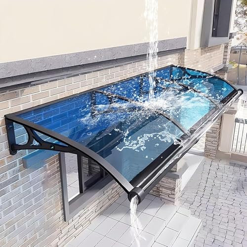 Tenda da sole per finestra esterna Pioggia Neve Shelter Portico Ombra Tetto Terrazza Staffa in Lega di Alluminio Blu 120 * 200 cm