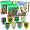 Minecraft Partygeschenk-Set – Paket mit 8 Minecraft Radiergummis mit Creeper, Zombie, mehr plus Minecraft Aufklebern | Minecraft Party Supplies Kit für Kinder, Jungen, Mädchen