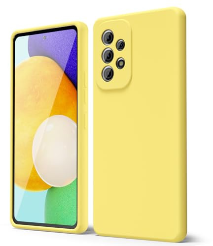 oakxco für Samsung Galaxy A52 5G/ 4G/ A52S 5G 5G Hülle Silikon Case mit Kameraschutz, Ultra Dünn Bunt Handyhülle Mädchen, Einfarbig Handy Hülle Slim Schutzhülle, Matt TPU Weich Gummi Bumper, Gelb