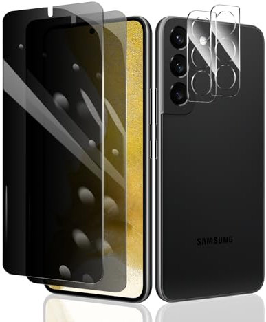 2 Stück Sichtschutz Schutzfolie für Samsung Galaxy S22 + 2 Stück Kameraschutz, Anti-Spy Panzer Schutz Glas, Anti-Spionage Panzerfolie, Display Sichtschutzfolie aus gehärtetem Glas