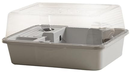 Sharplace Großer Hamsterkäfig, Übungsspielhaus, transparente Belüftung, Kleintierkäfig, Hamstergehege für Meerschweinchen, Rennmäuse, Grau