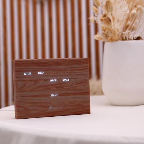 build-yours Elegant BoxClock Holz Optik – Digitale Uhr für den Tisch mit LED-Anzeige und verstellbarem Ständer – Moderne Schreibtischuhr für Zuhause, Büro und stilvolle Einrichtung