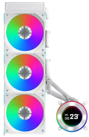 Lian Li Hydroshift II 360 CL RGB Liquid CPU Cooler - 360 mm AIO - 3 ventole 120 RGB - Schermo LCD IPS da 2,1 - 3 modalità di controllo - Morsetto tubi flessibili - LGA 1851/1700, AMD AM5/AM4 - Bianco
