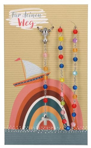 Butzon & Bercker Rosenkranz katholisch zur Erstkommunion 44cm, mit Etui und Karte Für deinen Weg, Geschenk für Mädchen und Jungen zur Kommunion, Andenken mit Gebet, religiöses Geschenk für Kinder