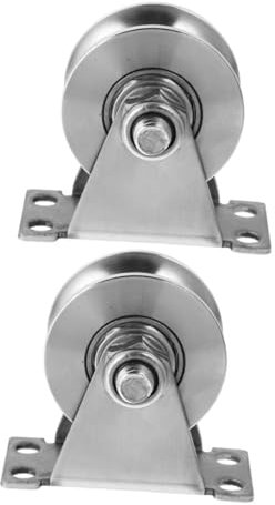 KICHOUSE 2pcs Sliding Door Accessories Stainless Steel Rollers Triangular Pulley Double Bearing u Shaped Bracket Garage Door Roller Replacement