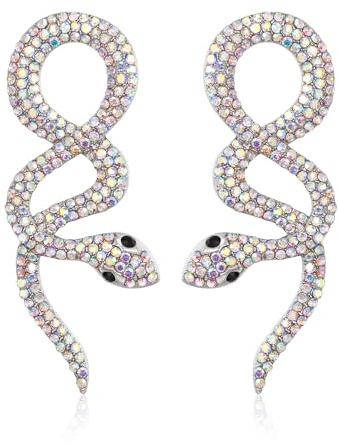 EVER FAITH Gotische Schlange Ohrringe, Halloween Punk Strass Kristall Schlangen Ohrstecker Vintage Tier Halloween Schmuck für Damen