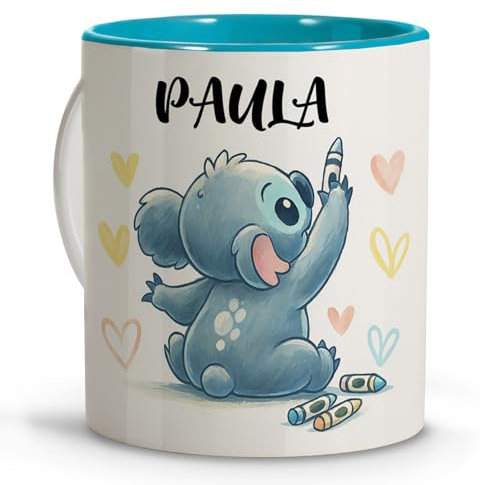 Taza Infantil PERSONALIZABLE. Regalos Comunion Niña. Regalo para Niña Comunion. Vaso Infantil Personalizado. Taza Personalizada Nombre. Vaso Personalizado Niño. Koala Pintando 330ml
