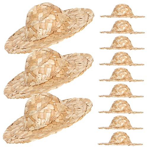 BESPORTBLE 12pcs Mini Straw Hats Doll Miniature Hats Handmade Woven Doll Headwear for Boys and Girls Diy Projects