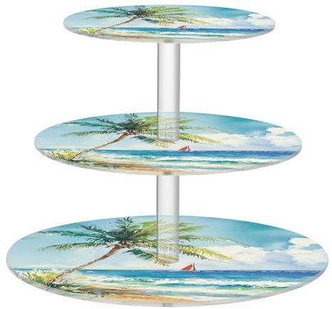 siphylline Summer Beach Palme Transparent Acryl Tablett Wasserdicht Dreischichtige Kreise Display Ständer Badezimmer
