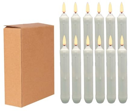 DIYEAH 12Pcs Battery Operated Flameless Taper Led Candles Electronic Candle Lights for Wedding Dinner Party Romantic Decorative Lighting
