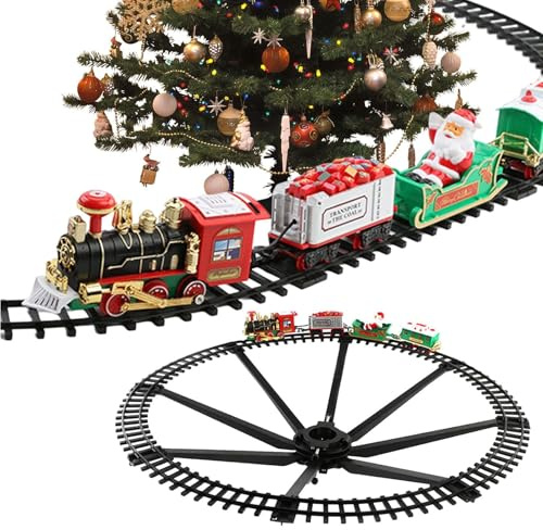 Elektrisches Weihnachtszug-Set – ABS | Elektronisches Spielzeug mit Sound und Licht, Dekoration, Weihnachtsgeschenk, drinnen und draußen für und Mädchen rund um den | Start Festivals Fies