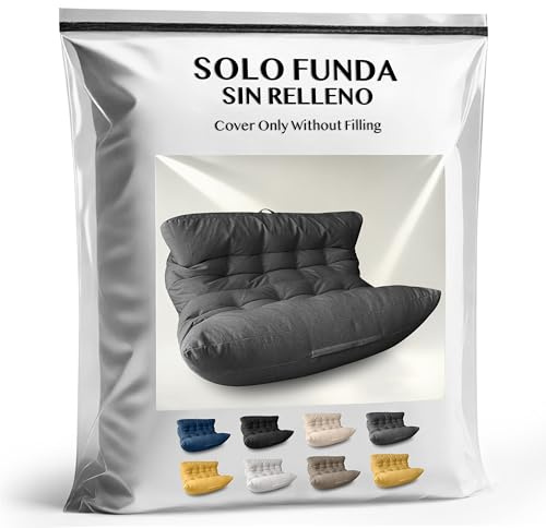 Aiire Doppelsitzer XXL Sitzsack Bezug – Riesiger Bean Bag für 2 Personen onhe Füllung – Ideal zum Lesen, Entspannen oder Gaming – Sitzsack Sofa für Erwachsene oder Kinder – Dunkelgrau