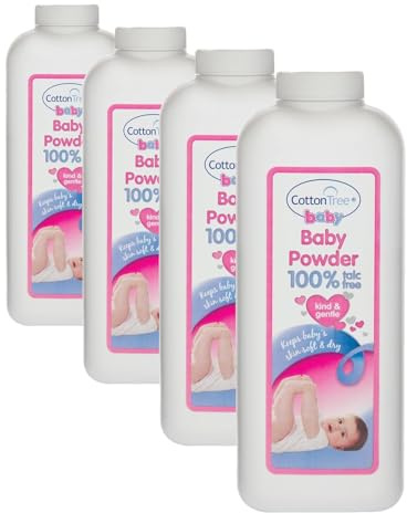Cotton Tree Essential Baby Powder, White, 284 G (Pack of 4)
