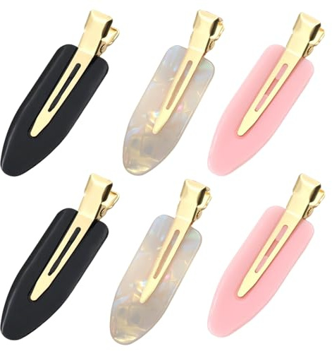 Aribliseza Haarklammer, 6 Stück Haarclips, No Crease Haarklammern für Damen, Flache Haarklammern für Fransen und Styling, Professionelle Haaraccessoires mit Goldenem Griff