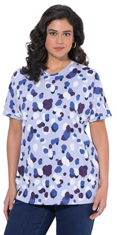 Ulla Popken Damen große Größen Übergrößen Plus Size T-Shirt, Tupfen, Oversized, Rundhals, Halbarm Lavendel 54+ 849560803-54+