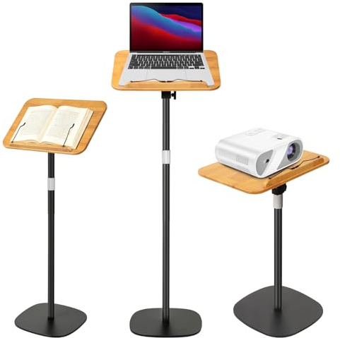 Buchständer Buchhalter Leseständer Notenständer Holz 180°-Neigung | 3 in 1 50-130 cm Höhenverstellbarer mit Elastische Seitenclips für Musiknoten Rezepte Tablet Laptop