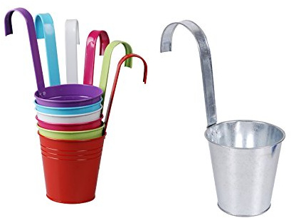 Riyashop 3er & 6er Set Blumentopf Hängetopf Pflanztopf töpfe Blumen Kräutertopf Zink bunt (6er Set, Bunt)