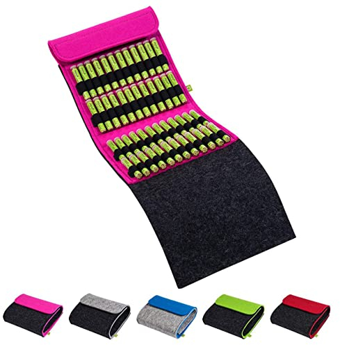 Homöopathische Taschenapotheke, Globuli-Tasche zum Buch Quickfinder Homöopathie (GU) von Dr. Markus Wiesenauer, gefüllt mit 48 Globuli-Röhrchen (Glas), aus echtem Filz (pink)