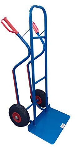 RLW Profi Stahlrohr Sackkarre Stapelkarre Jumbo 250 kg - Schaufel 280x470 mm - Made in EU - kein Asien-Import (Räder nach Ihrer Wahl) Hier: Luftrad schwarz/PVC-Felge rot/Gleitlager