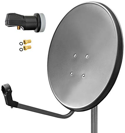 ARLI 60cm HD Sat Anlage Digital Single LNB + 2 F-Stecker 1 Teilnehmer Antenne Set UHD 4K FullHD