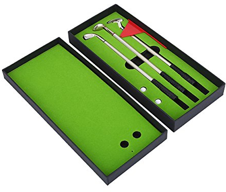 VGEBY1 Golf Club Pen Set, 3Pcs Golf Pen Set Golf Stationary Set Gift Box with Flag Balls Mini Golf Clubs Ball-point Pen for Family Friends