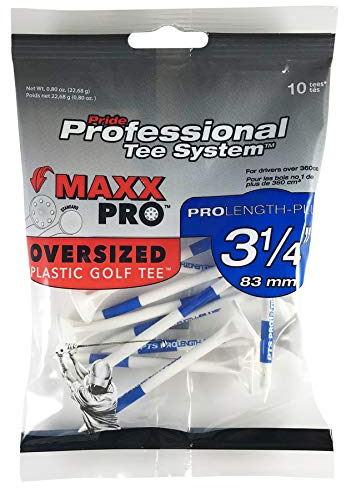 Pride PTS Tee Maxpro Oversize Golf (3.1/4), Bag of 10 tees, weiß/Blau