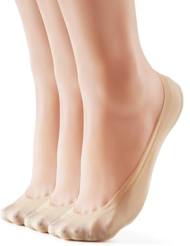 WISVOOO 3-6 Pairs No Show Socks Women Nylon Ultra Low Cut Non-Slip Thin Liner Socks Invisible Hidden Socks for Flats