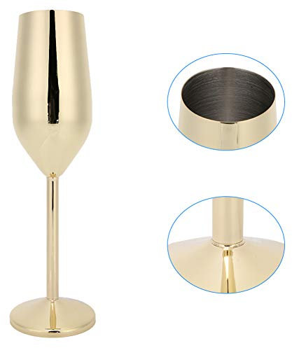 Fdit Bicchieri da champagne in acciaio inossidabile 304 Bicchieri da calice da vino per banchetti da bar (220 ML)(d'oro)