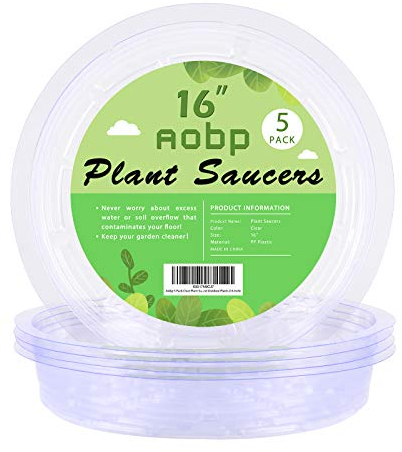 5 Pack Clear Plant Saucer Heavy Duty Sturdy Drip Trays for Indoor and Outdoor Plants (45 cm)