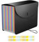 Meknaail File Organiser 24 Pockets Document Organiser Expanding Accordion Filing Folders for Paperwork A4 Size with Lid and Colour Labels Rainbow Document Box for Paper and File Storage (24 Pockets)