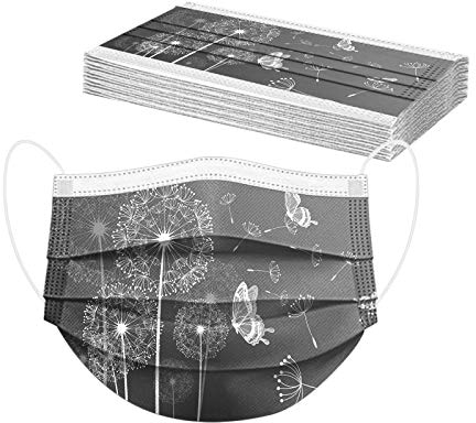 Lulupi 10 Stück Blume Einmal-Mundschutz,Einweg Erwachsene Mundschutz Löwenzahn Motiv Bunt Gedruckt Halstuch Mund und Nasenschutz,Atmungsaktiv Bandanas Maske Halstuch Herren Damen