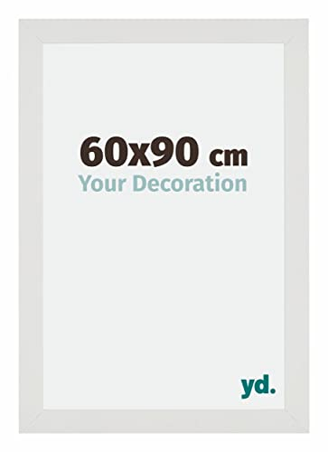 yd. Your Decoration - Bilderrahmen 60x90 cm - Weiß Matt - Billderrahmen aus MDF mit Acrylglas - Antireflex - 60x90 Rahmen - Mura