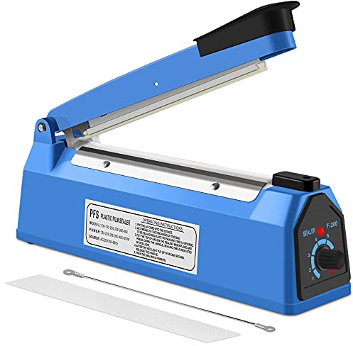 Nestling® 200mm Machine à Sceller Étanchéité Électrique à Pression Manuel De Nourriture Impulse Scelleuse Thermique, scelleuse de sacs en plastique, Etanchéité rapide