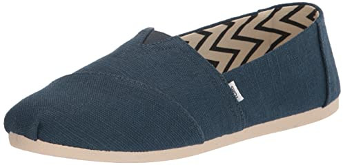 TOMS Damen Alpargata Recyceltes Baumwoll-Segeltuch Flacher Slipper, Mallorca Blau, 42 EU