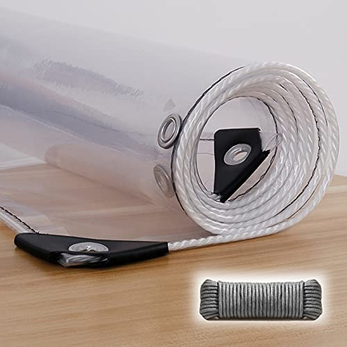 Schwere Beanspruchung Transparente Plane mit Ösen,Wetterfeste Plane Strapazierfähige Vordächer Faltbar,100% Wasserdicht,0,35 mm,für Balkon,AußEnbereich,Innenhof,Pflanzendecke (120x140cm)