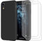 Xxmbbjy Cover Compatibile con iPhone XR, 3 Pezzi Pellicola Protettiva in Vetro Temperato, Custodia Ultra Sottile Morbido TPU Silicone Antiurto Protettiva Case per iPhone XR- Nero