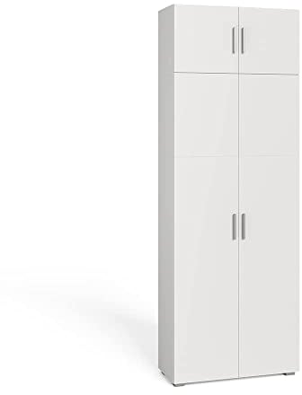 Vicco Aktenschrank Ingo, Büroschrank, Weiß, 80 x 223 cm mit Schrankaufsatz