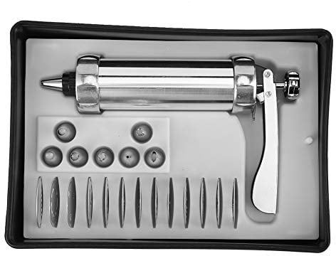 Mumusuki Cookie Press Set, 22 Pcs Aluminium Alloy Cookies Biscuits Press Maker Mold Kit for DIY Biscuit Cookie Making and Cake Icing Decorating