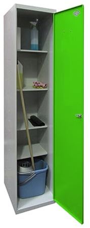 Simon Rack Simonlocker Metallschrank, 1800 x 400 x 400 mm | 1 Tür, 4 Einlegeböden, inkl. 2 Schlüssel, Grau/Grün, Korrosionsschutzfarbe