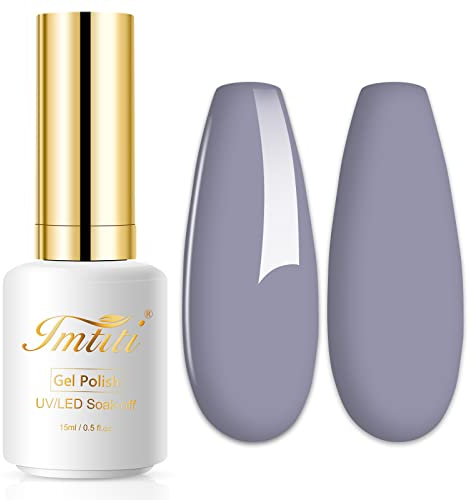 Imtiti Gel Nagellack, 1 Pcs 15 ML Hellgrau Farbe Gel Lack Soak Off LED U V Nail Gel Polish Nail Polish DIY Nail Art Starter Manicure Salon Gel Nail Kit für Frauen Mädchen