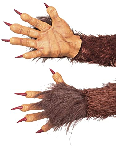 Handschuhe mit Fell und Krallen für Bestie Dämon Werwolf Krampus Krallenhand Klauen Dämon Monster