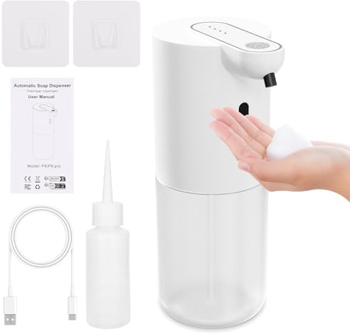 Dispensador de jabón automático,400 ml dispensador automático de jabón en Espuma para Pared, Recargable por USB, Sensor, IPX5, 4 Niveles, para Baños, Cocinas, Escuelas y Hoteles