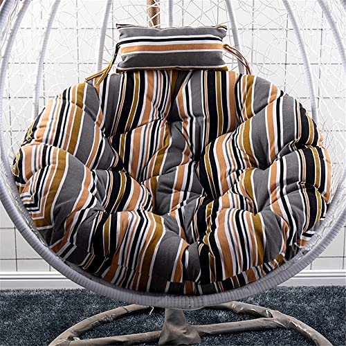 Morbuy Papasansessel Kissen Sitzauflage, Rundes Dicke Stuhlkissen Bequem & Weich Sitzkissen Hängesessel für Outdoor Indoor Garten Stuhlauflage (120x120CM,Braun gestreift)