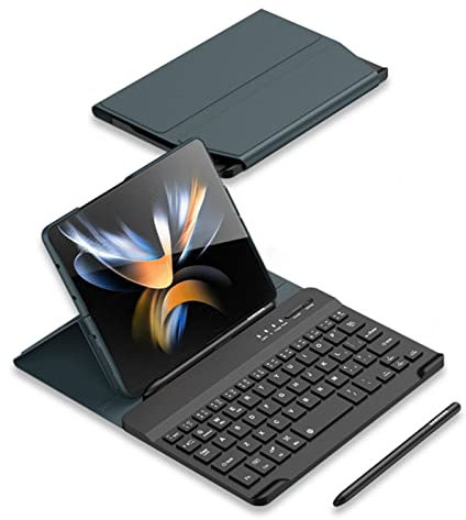 Hülle Case for Galaxy Fold Keyboard Magnetic Flip Folio+Pen+Pen Slot,Book Cover Keyboard Kit for Samsung Galaxy Fold(5)