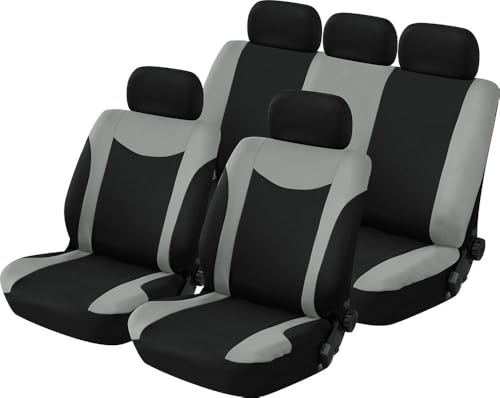 Start Uranus Komplettset Aus Sitzbezug Und Kopfstütze — Schwarz Und Grau — Für Alle Autos, Einschließlich Sitze Mit Armlehnen