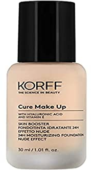 Korff Skin Booster feuchtigkeitsspendende Foundation 24h, Nude-Effekt mit Hyaluronsäure und Vitamin E, dünne und seidige Textur, niedrige Abdeckung, Nude 03, 30 ml