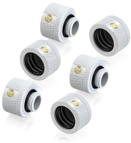 RAIJINTEK PELIAS Weiß - D161806 G1/4 16mm OD Gerade Messing Hartrohr-Anschlüsse für PC-Wasserkühlung, Weiß, 6 Stück