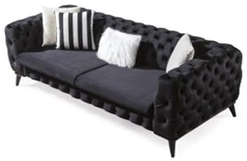 Sofa 3 Sitzer Schwarz Luxus Möbel Chesterfield Möbel Textil Schlafsofa Bett 3er
